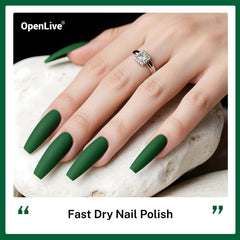 OpenLive Esmalte verde oscuro secado rápido para manicura eficiente.