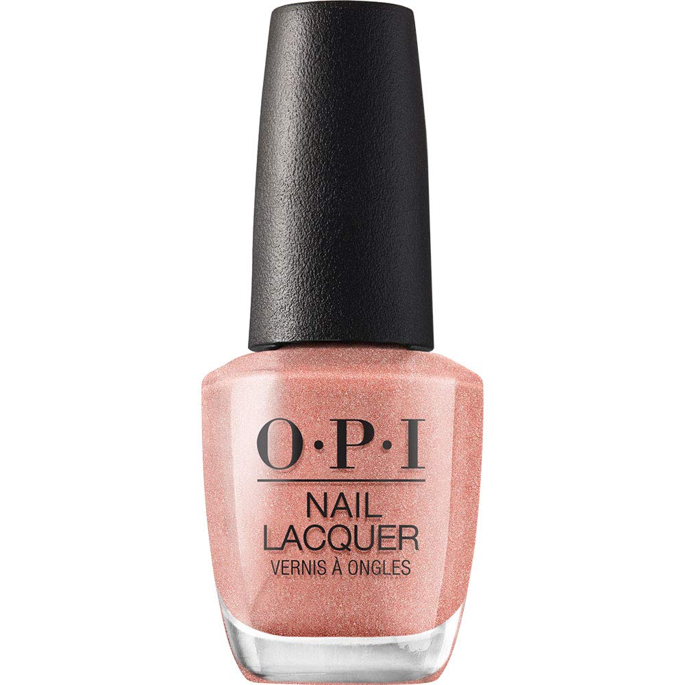 OPI Esmalte cobre brillo, primer plano mostrando tono cálido para uñas radiantes.