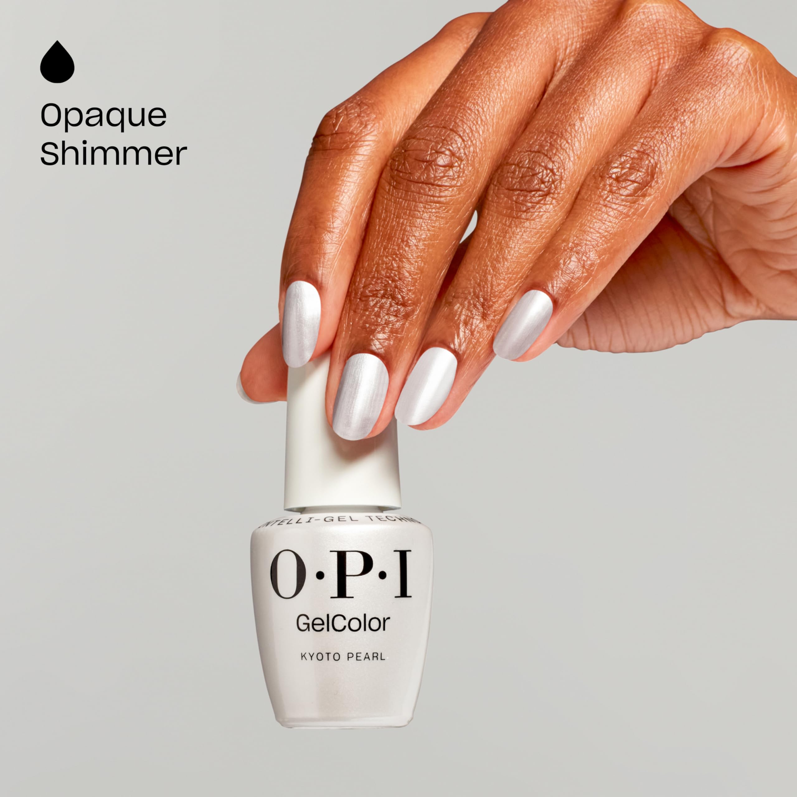 OPI GelColor Kyoto Pearl, curado en 30 segundos para uñas secas y listas sin manchas.