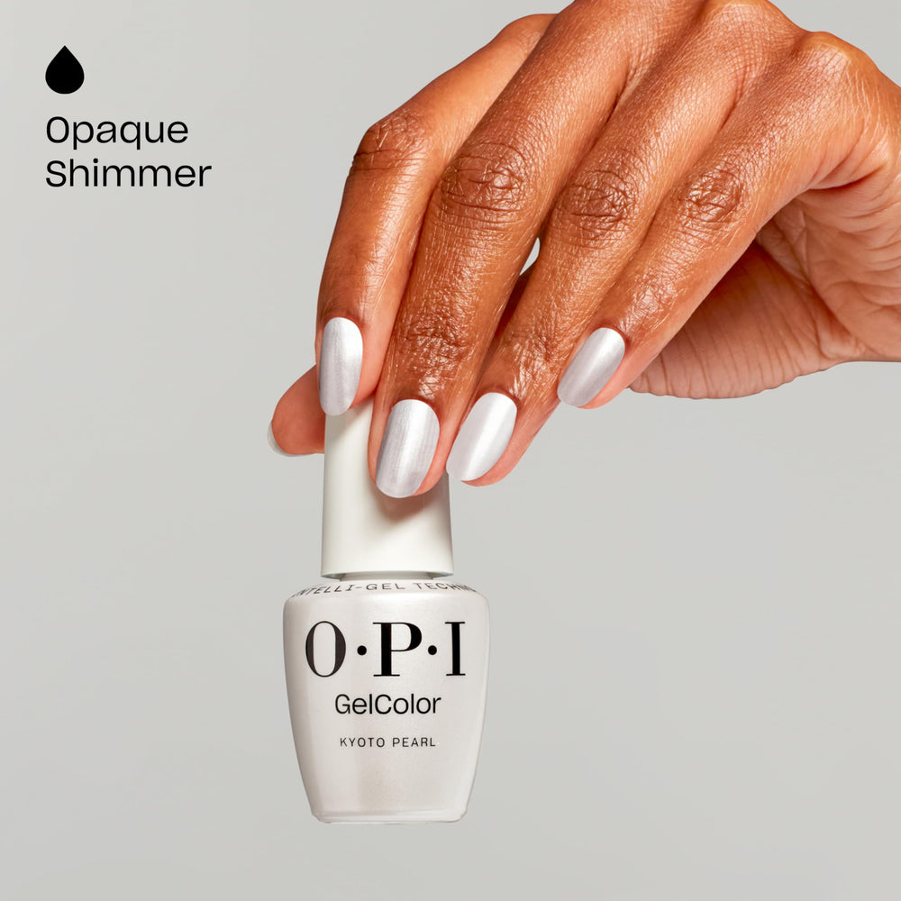 OPI GelColor Kyoto Pearl, curado en 30 segundos para uñas secas y listas sin manchas.