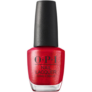 OPI Kiss My Aries, botella de esmalte rojo brillante para uñas llamativas.