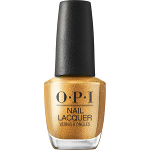opi nougat by nature: botella con brillo dorado intenso para looks festivos duraderos.