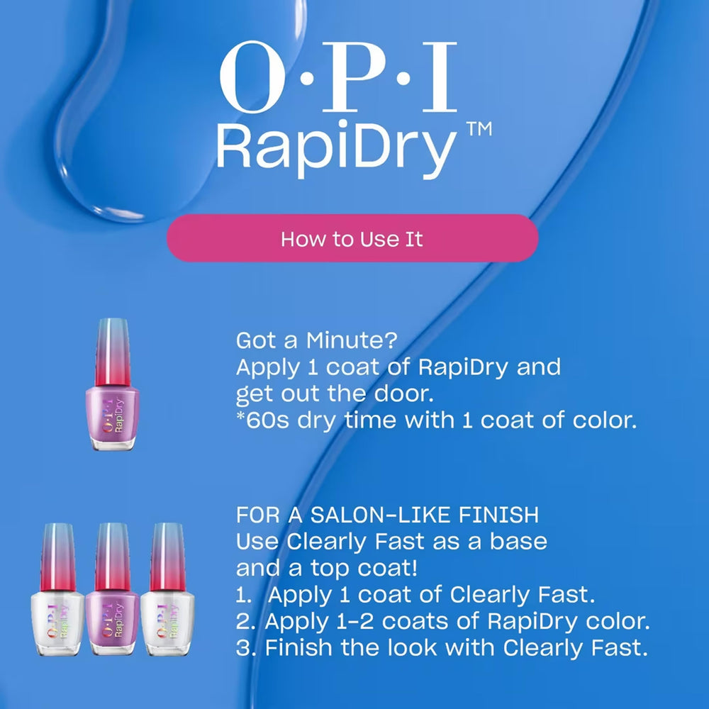 OPI RapiDry secado rápido en 60 segundos.