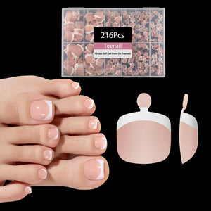 OPkssnails uñas francesas de pie para dedos con aspecto natural y pulido