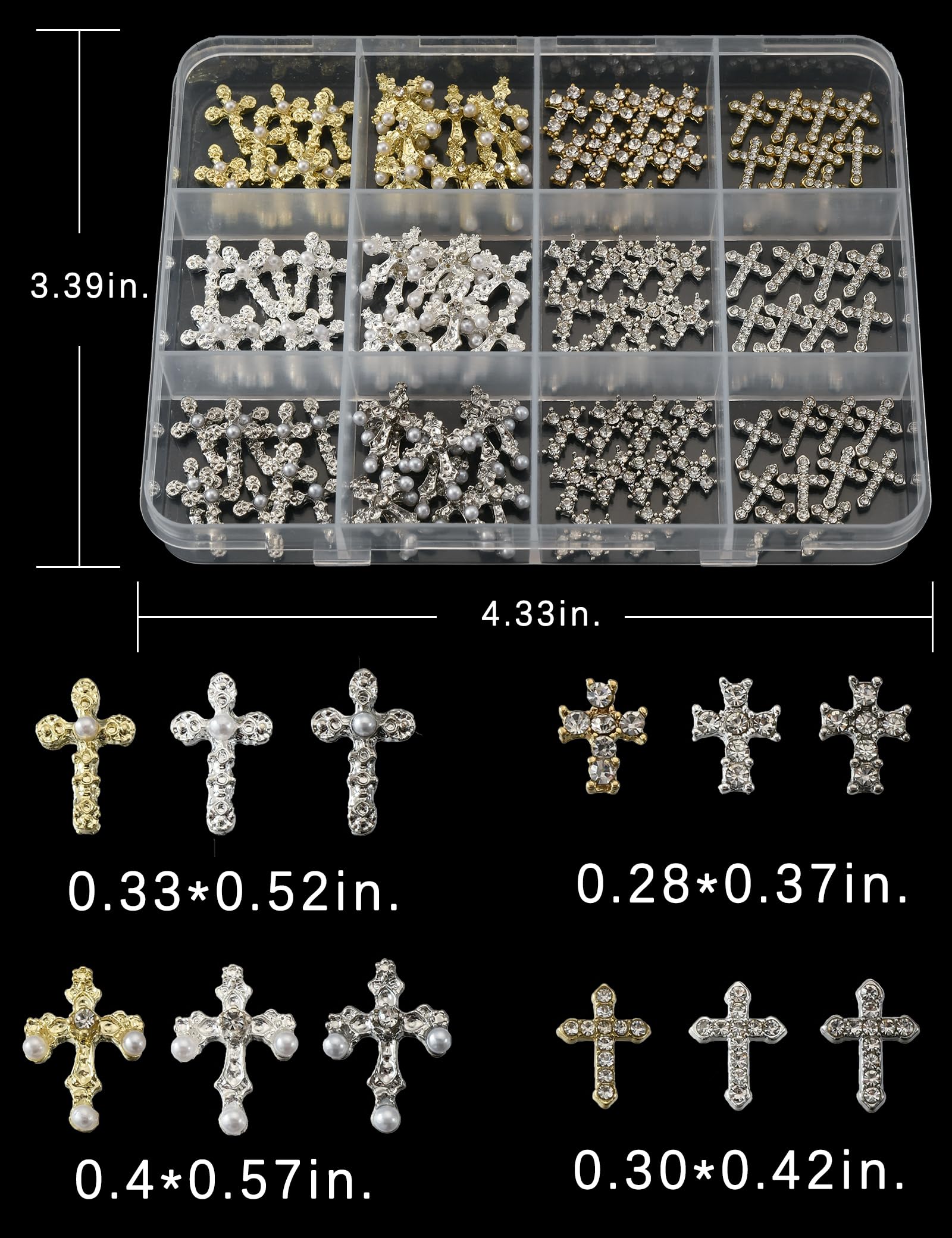 OPMADM Cruz 3D para uñas en plata, acabado moderno.