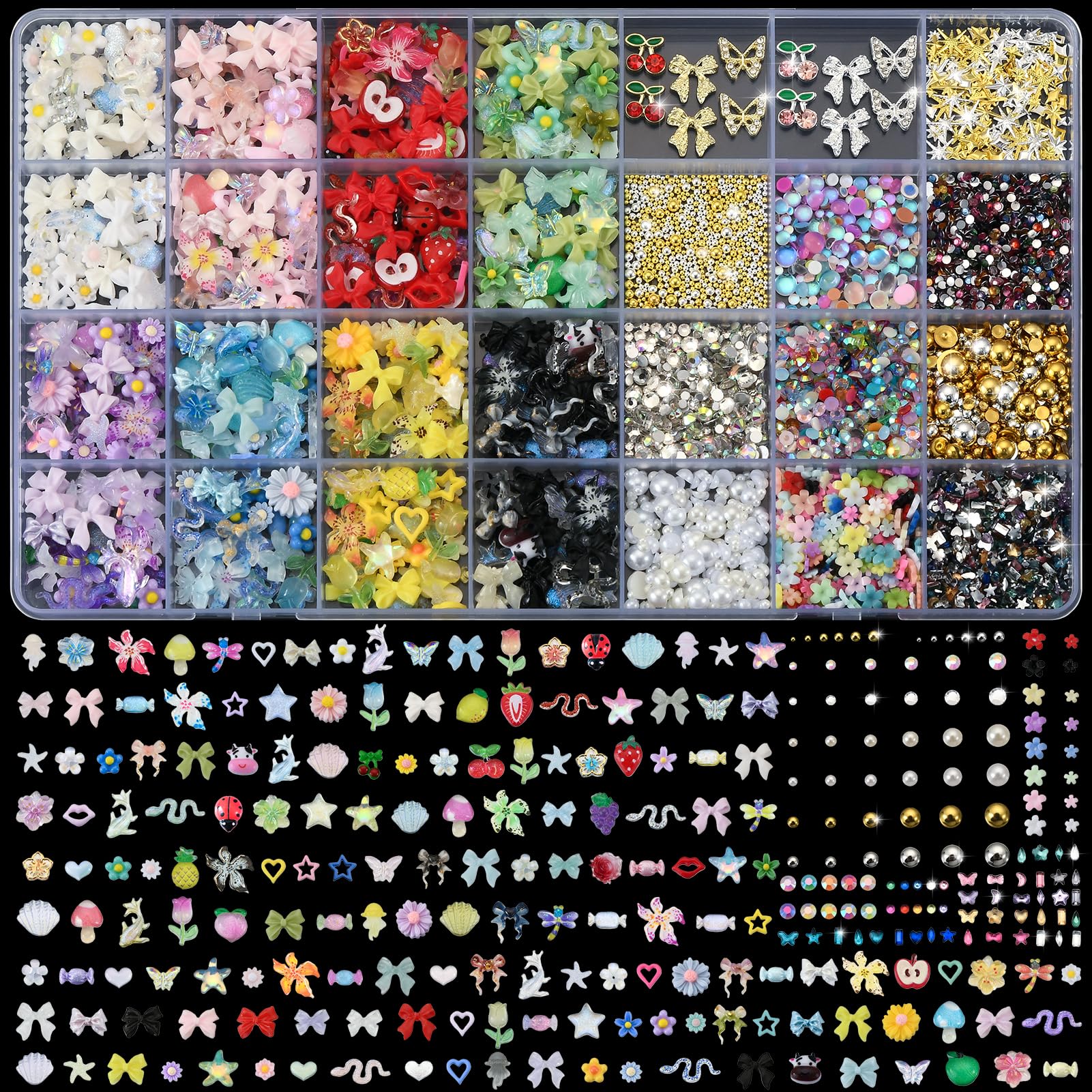 OPMADM uñas charms 9000piezas: colección vibrante para diseños llamativos y duraderos.