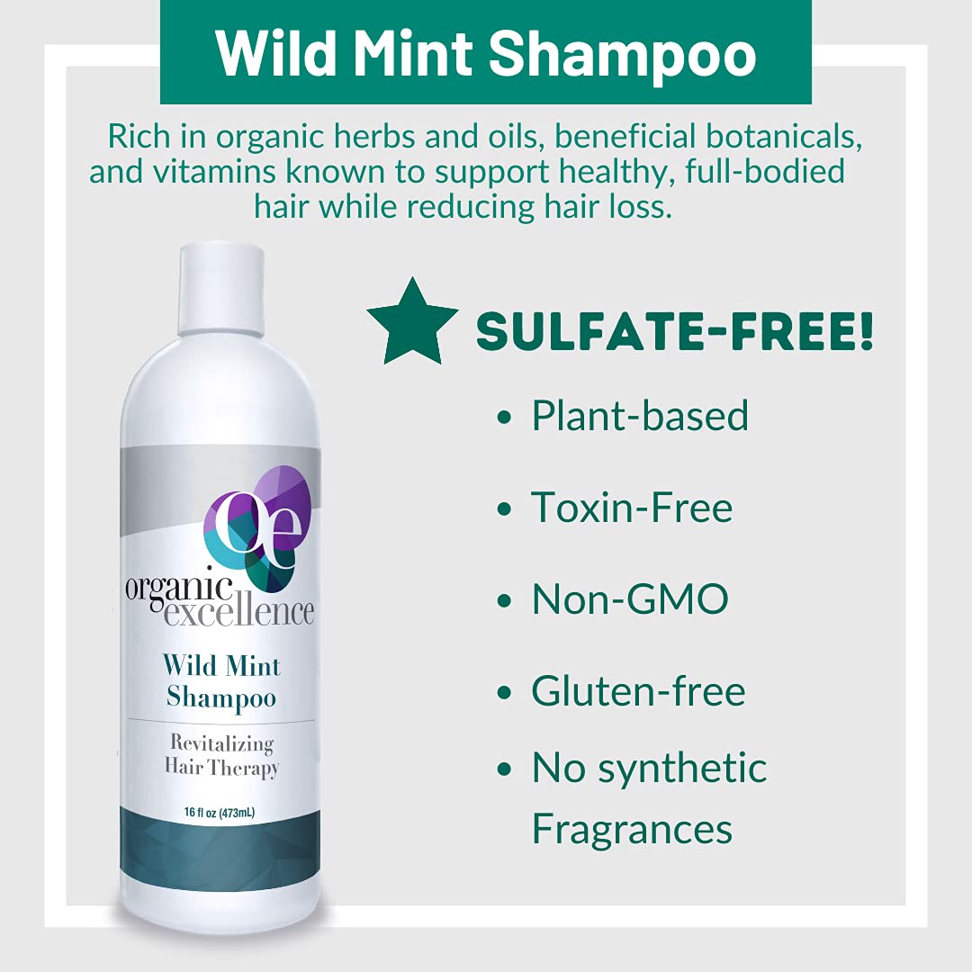 Cabello mojado con champú Organic Excellence listo para enjuague.