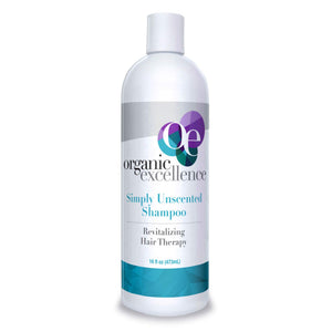 Champú Organic Excellence sin fragancia en botella de 473 ml para cabello suave.
