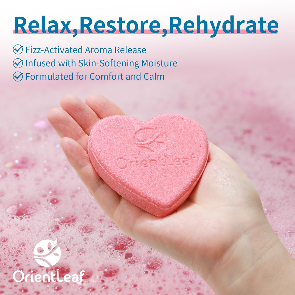 ORIENTLEAF Bombas de baño en forma de corazón coco para sensación suave