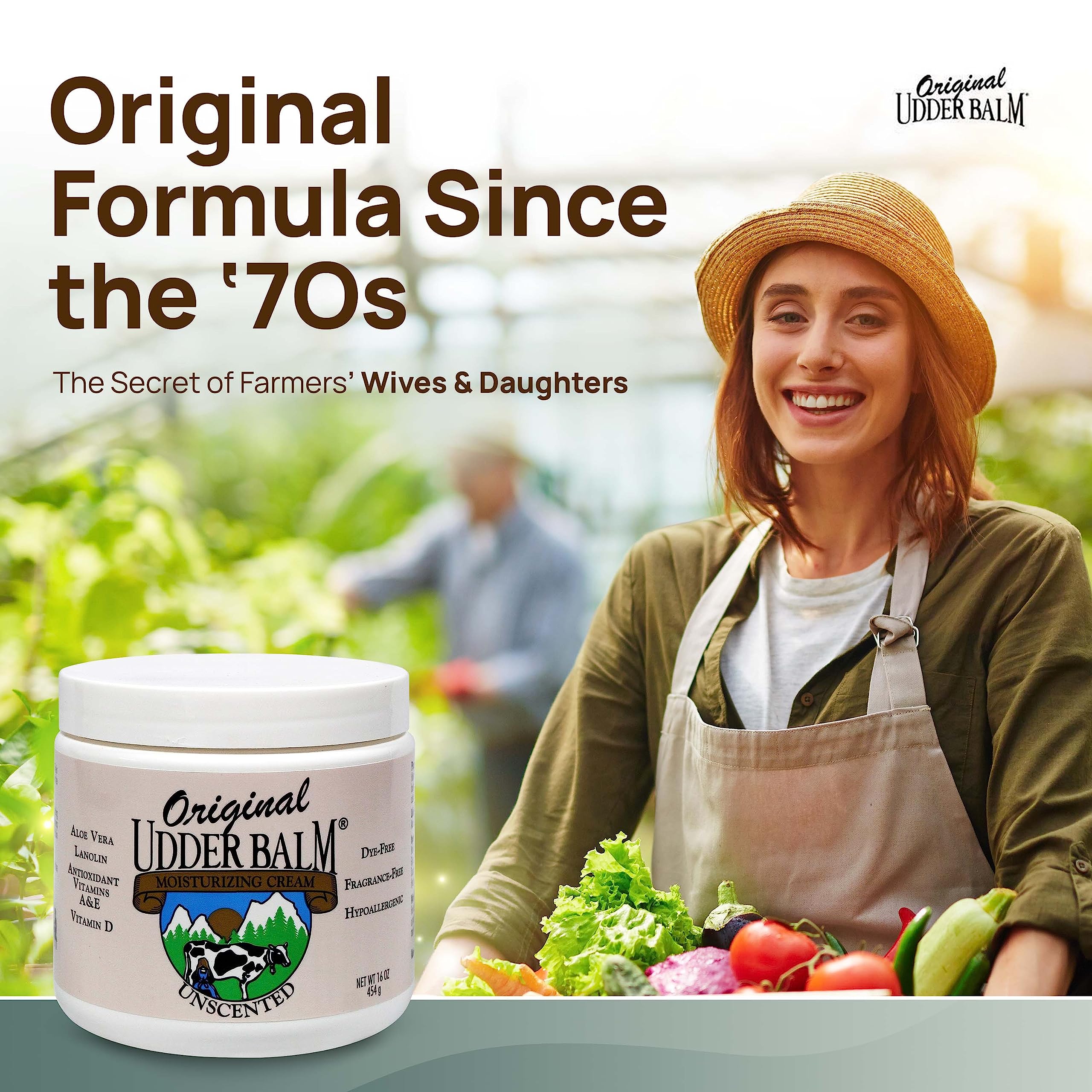 Original Udder Balm para piel sensible, fórmula hipoalergénica sin fragancia.