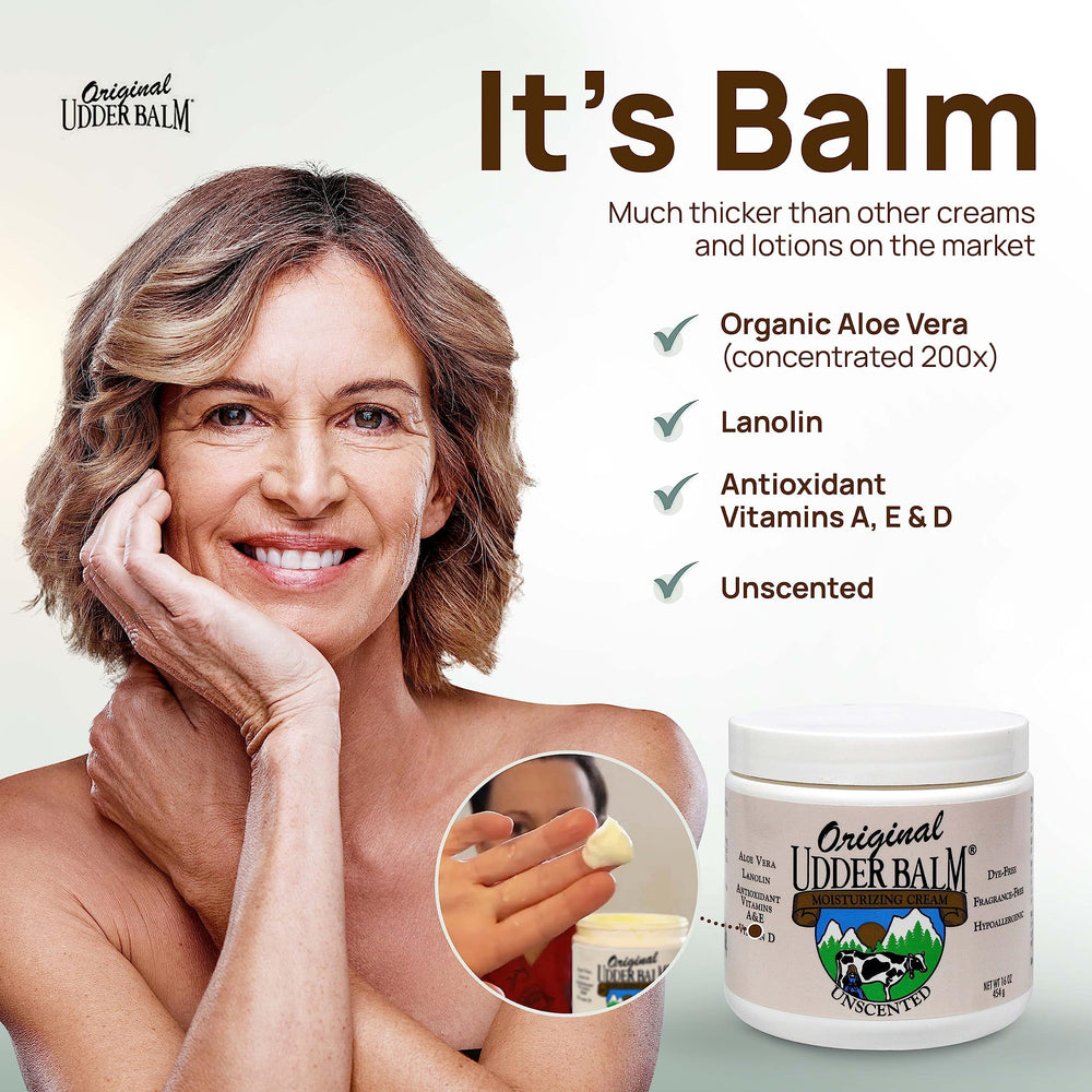 Original Udder Balm para rostro, acabado suave y calmante.