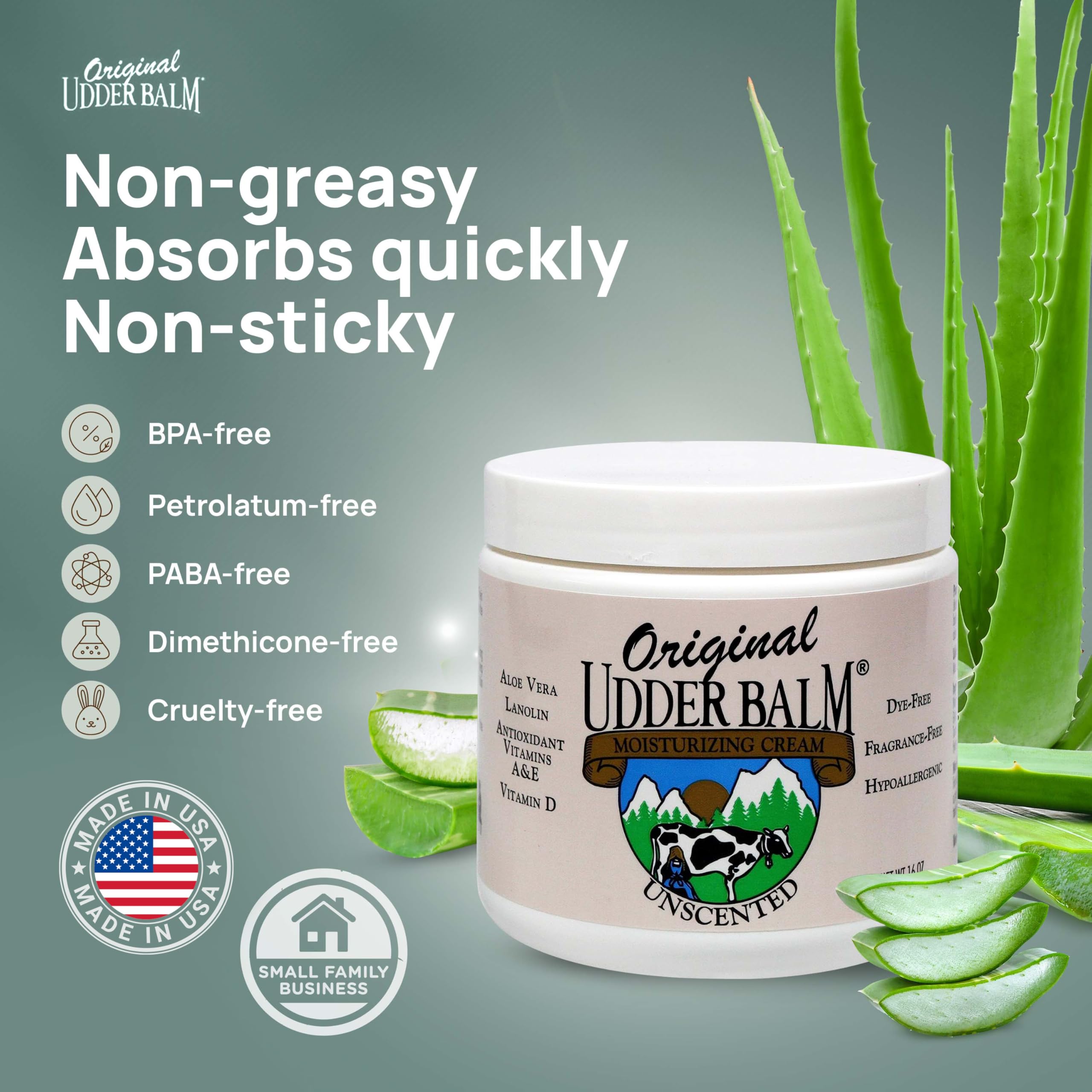 Original Udder Balm textura gruesa, hidratación duradera para piel áspera.