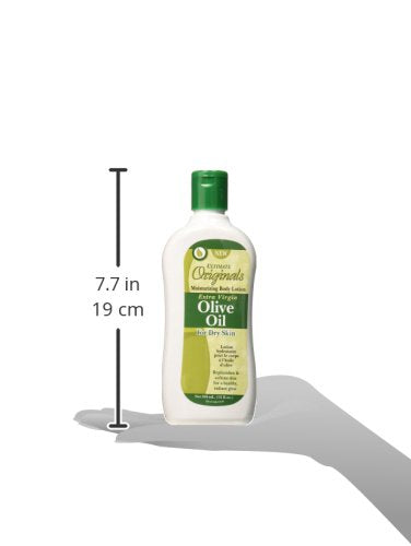 Etiqueta de la loción Originals by Africa's Best, botella lista para uso diario en piel seca.