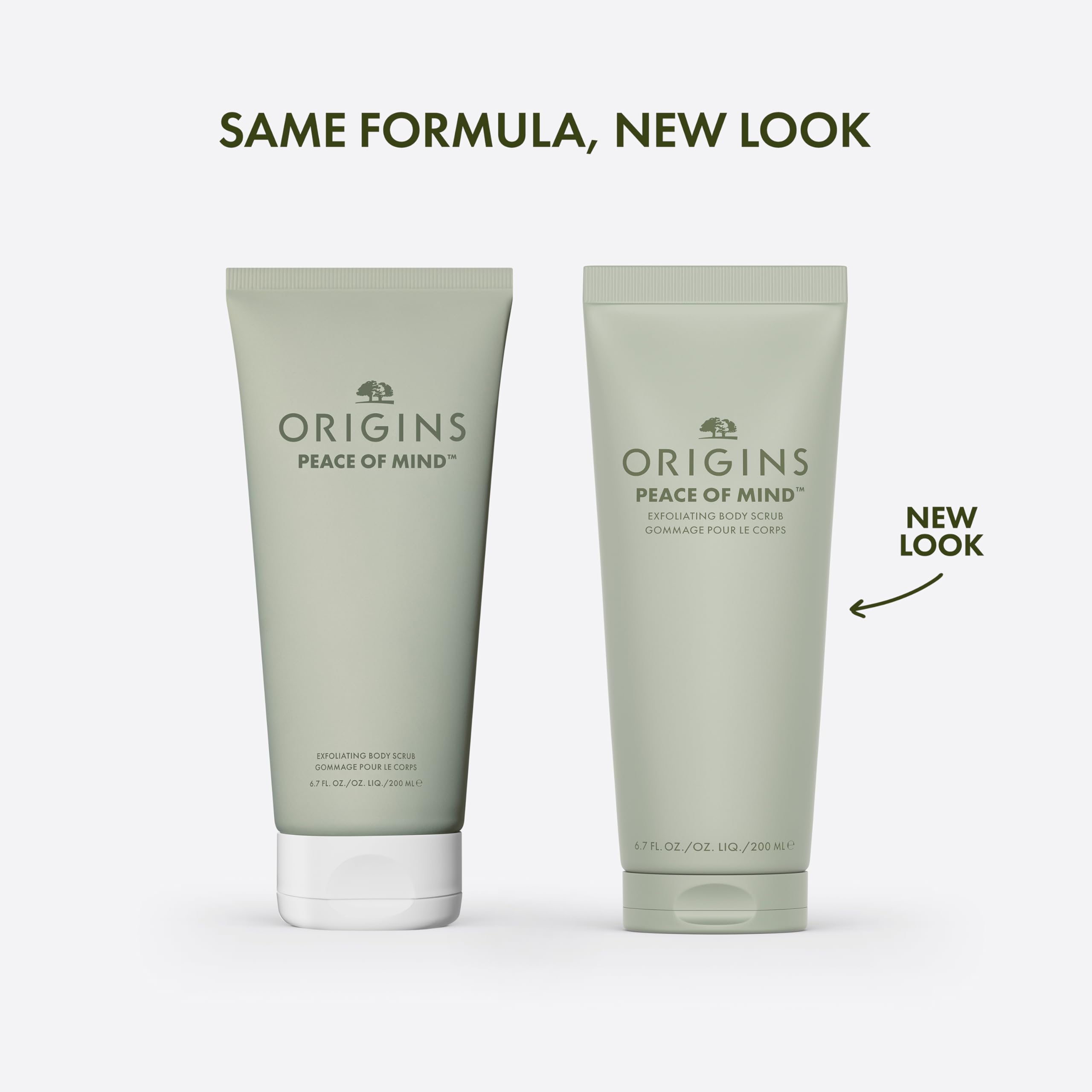 Origins Peace of Mind exfoliante corporal con polvo de cáscara de nuez para textura suave.