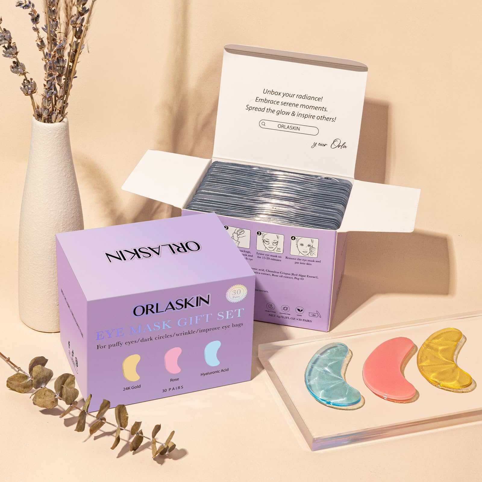 ORLASKIN parches de ojos con 24k oro, estimula la elasticidad
