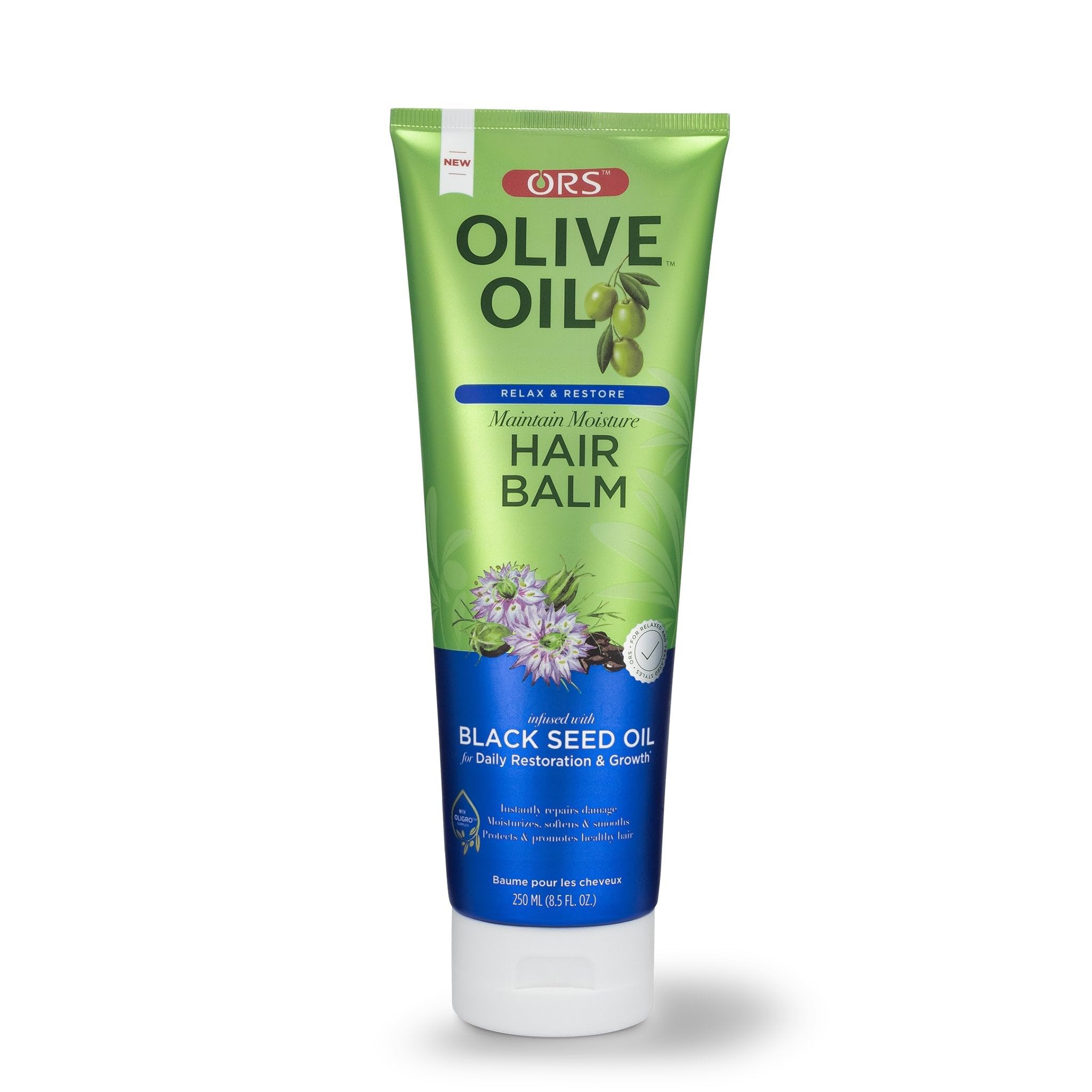 ORS Bálsamo hidratante para cabello con aceite de oliva, uso diario para suavidad.