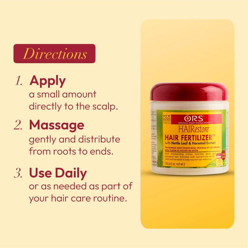 ORS HairRestore aplicacion diaria en cuero cabelludo para cuidado capilar