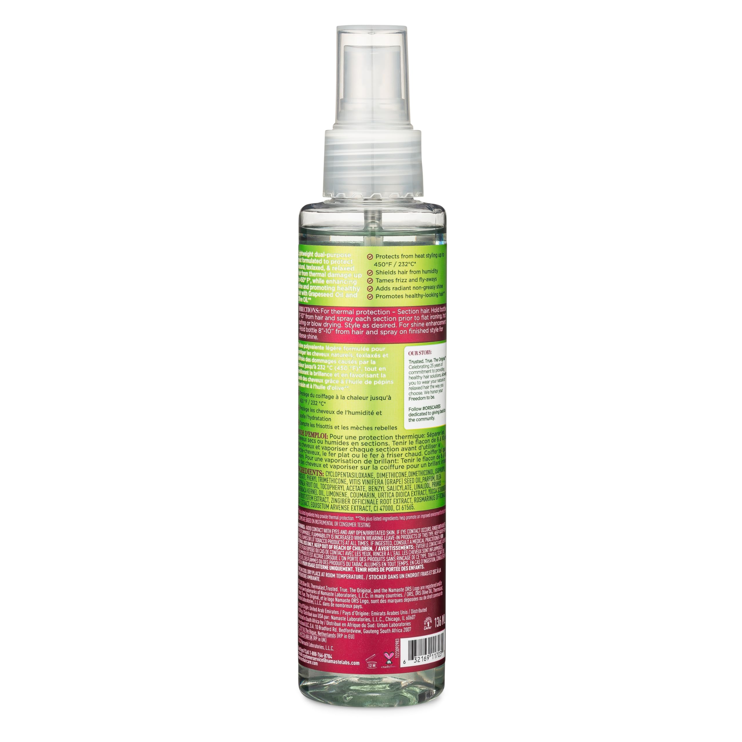 ORS Thermallast botella con atomizador para proteccion y brillo con aceite de uva.