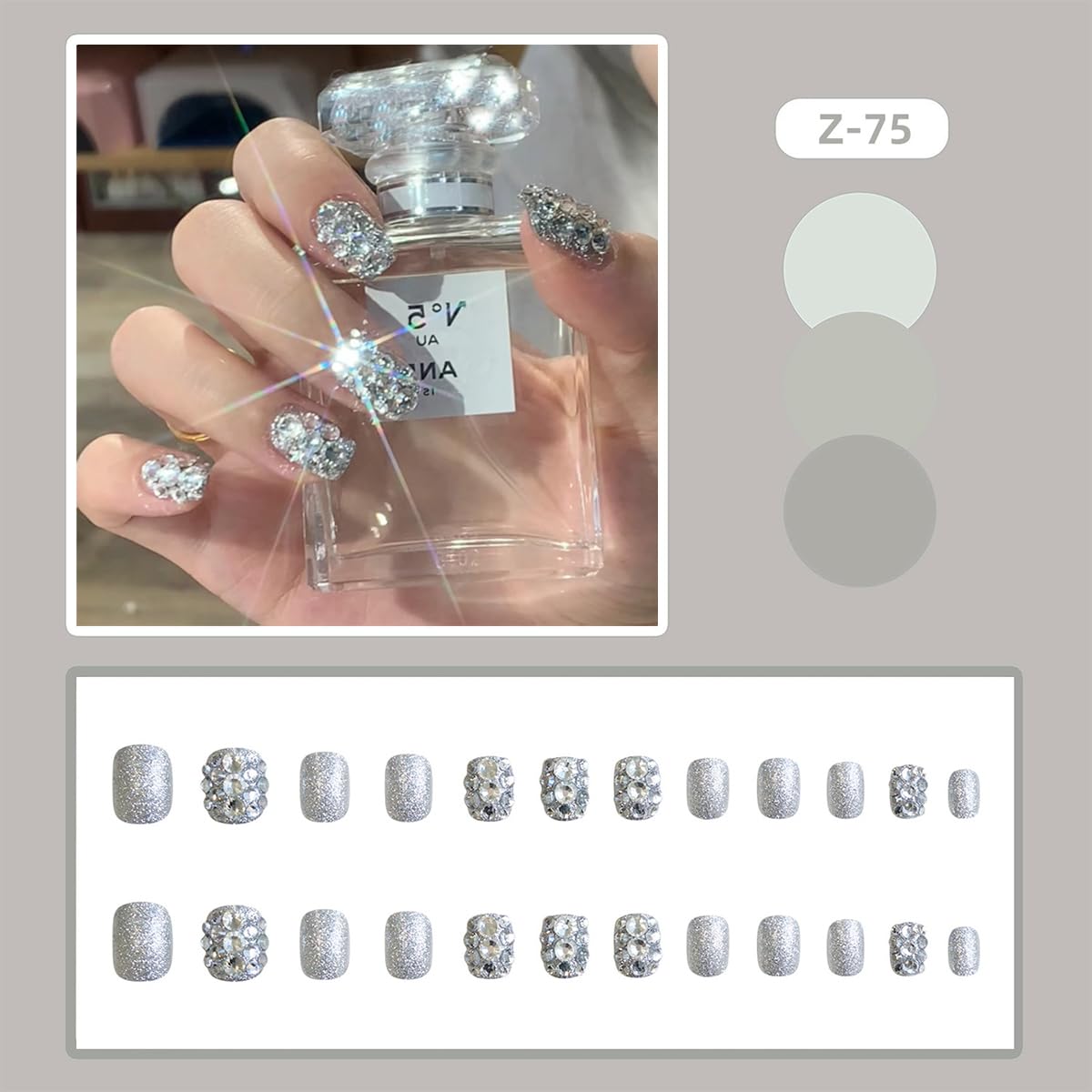 OSTTMA uñas falsas con diseño de cristales 3D para fiestas