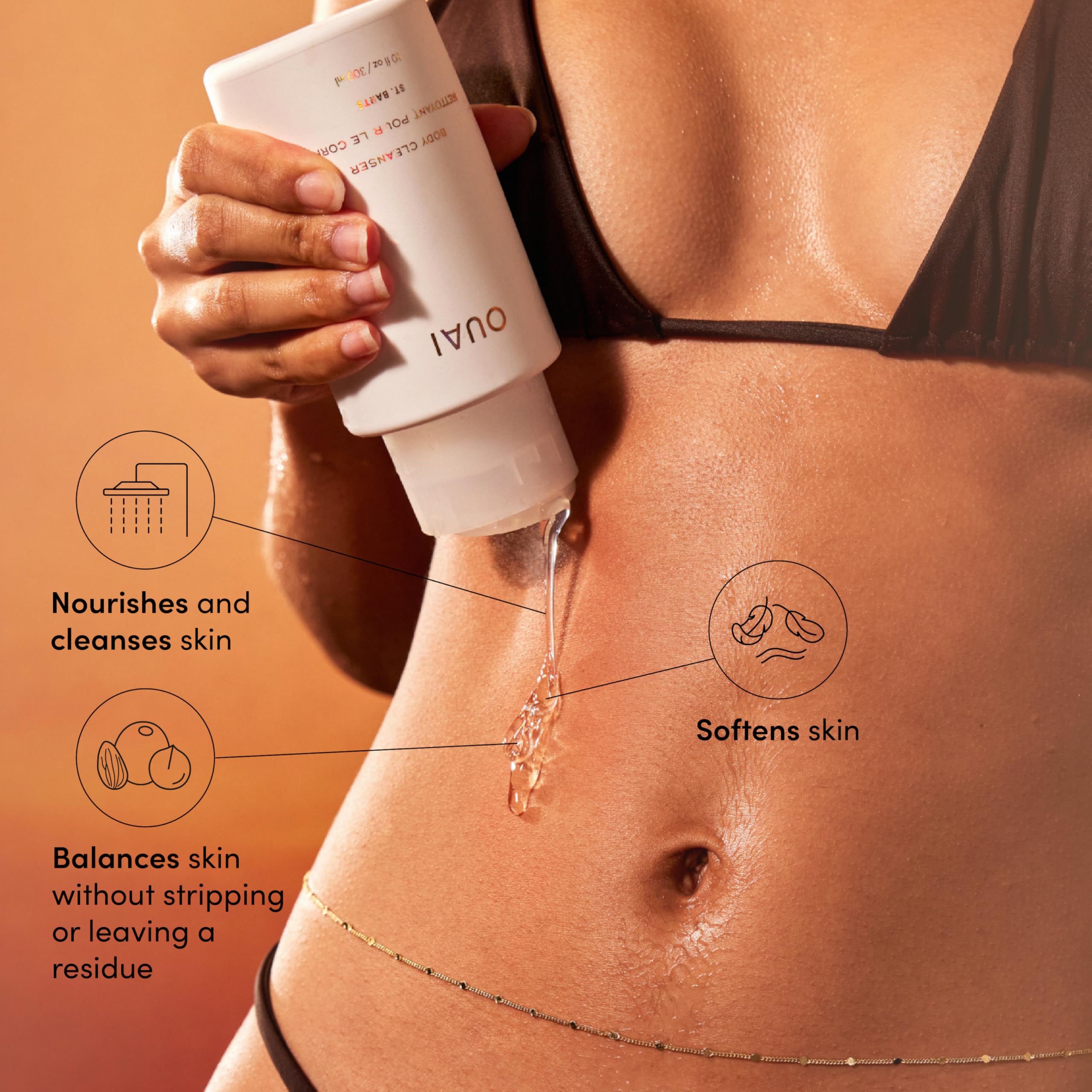 OUAI Body Cleanser St. Barts, espuma lujosa para limpieza suave