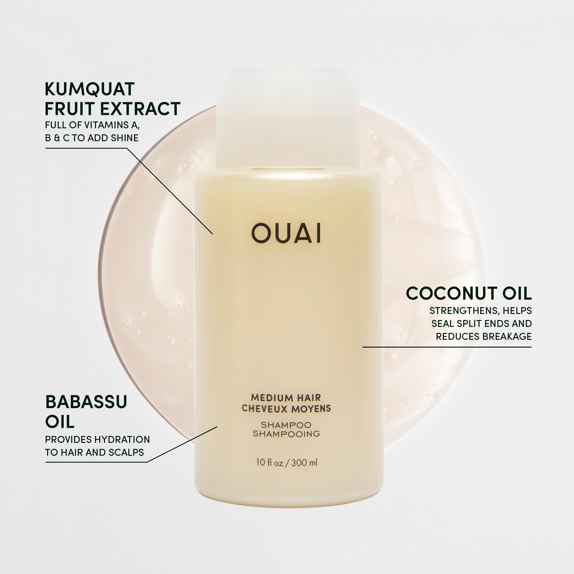 OUAI champú medio-keratina-antifrizz: combate el encrespamiento diario.