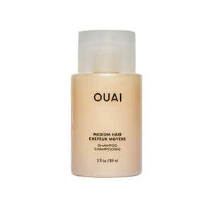 OUAI champú medio-tamano-viaje-3oz: hidratación ligera para cabello medio.