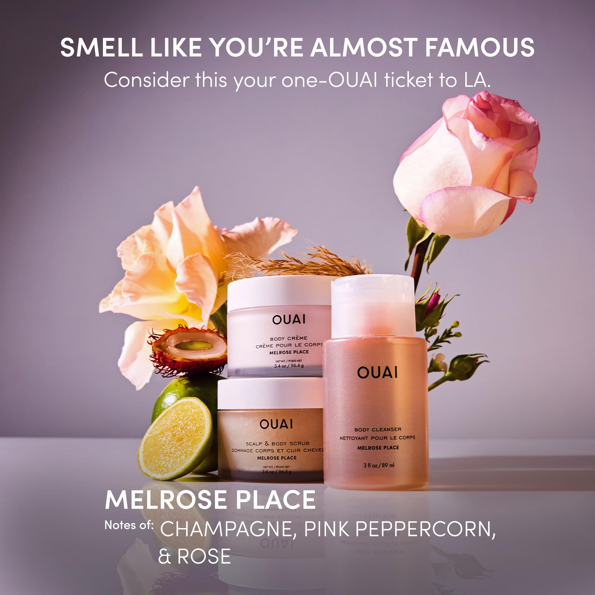 Textura de azucar y coco en OUAI Melrose Place exfoliante para exfoliar suavemente