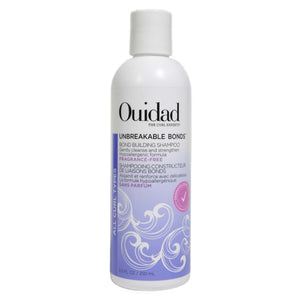 Ouidad Enlaces Inquebrantables, champú para rizos, botella que muestra la fórmula sin fragancia