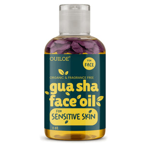 Ouiloe Aceite Gua Sha Piel Sensible derramado para masaje facial suave