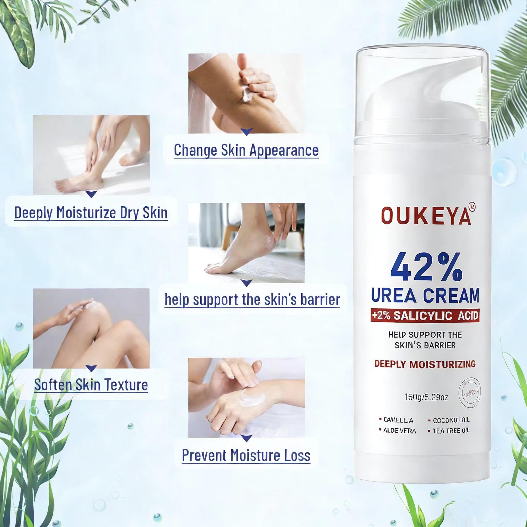 OUKEYA crema para manos, textura suave que se absorbe sin grasa.