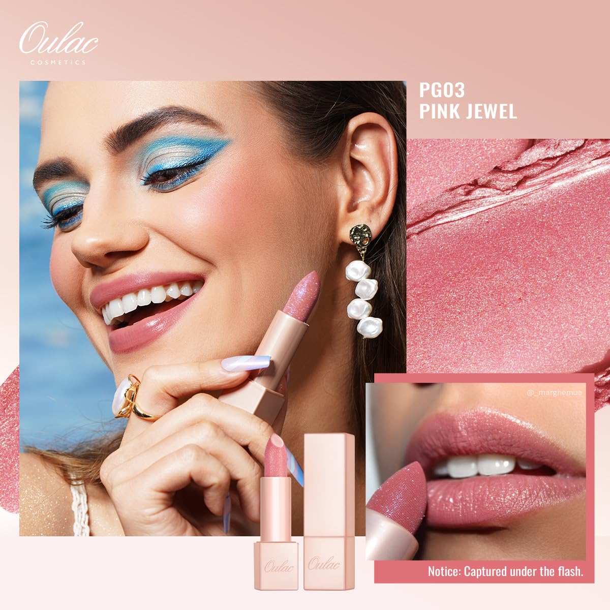 Oulac envase-magnetico-labial-rosado, retoques rápidos gracias al cierre magnético