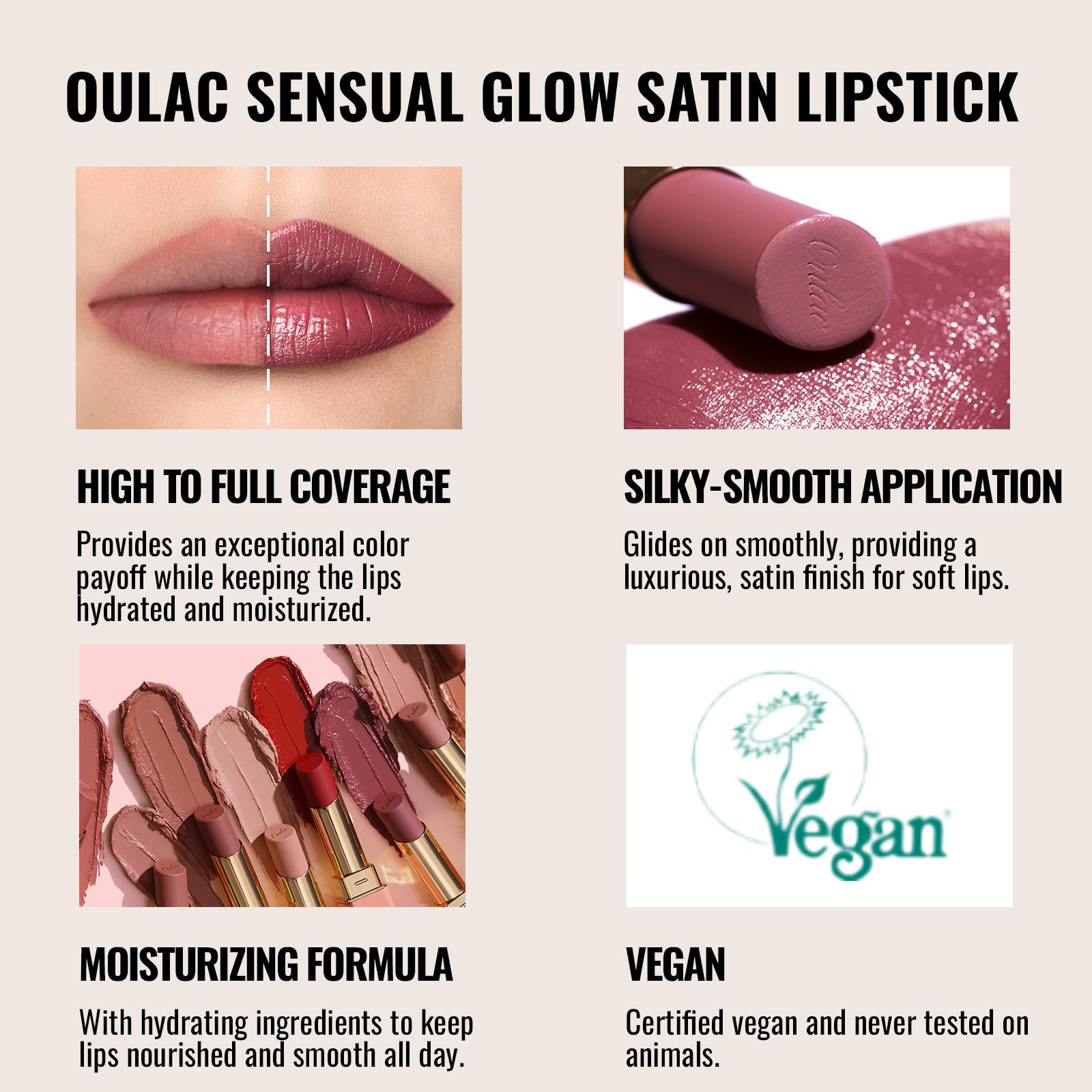 Oulac Labial gama de tonos para uso diario y natural.