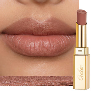 Oulac labial rosa neutro mate, color duradero sin resecar los labios.