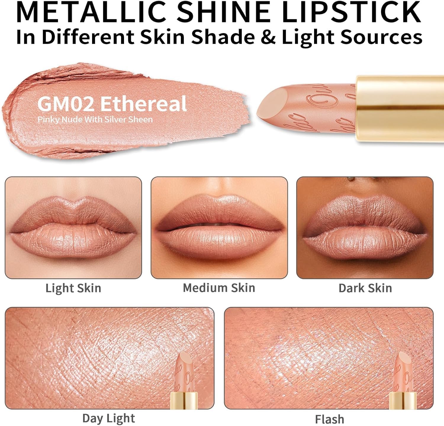 Labial Oulac GM02 Ethereal textura cremosa con hidratación suave.