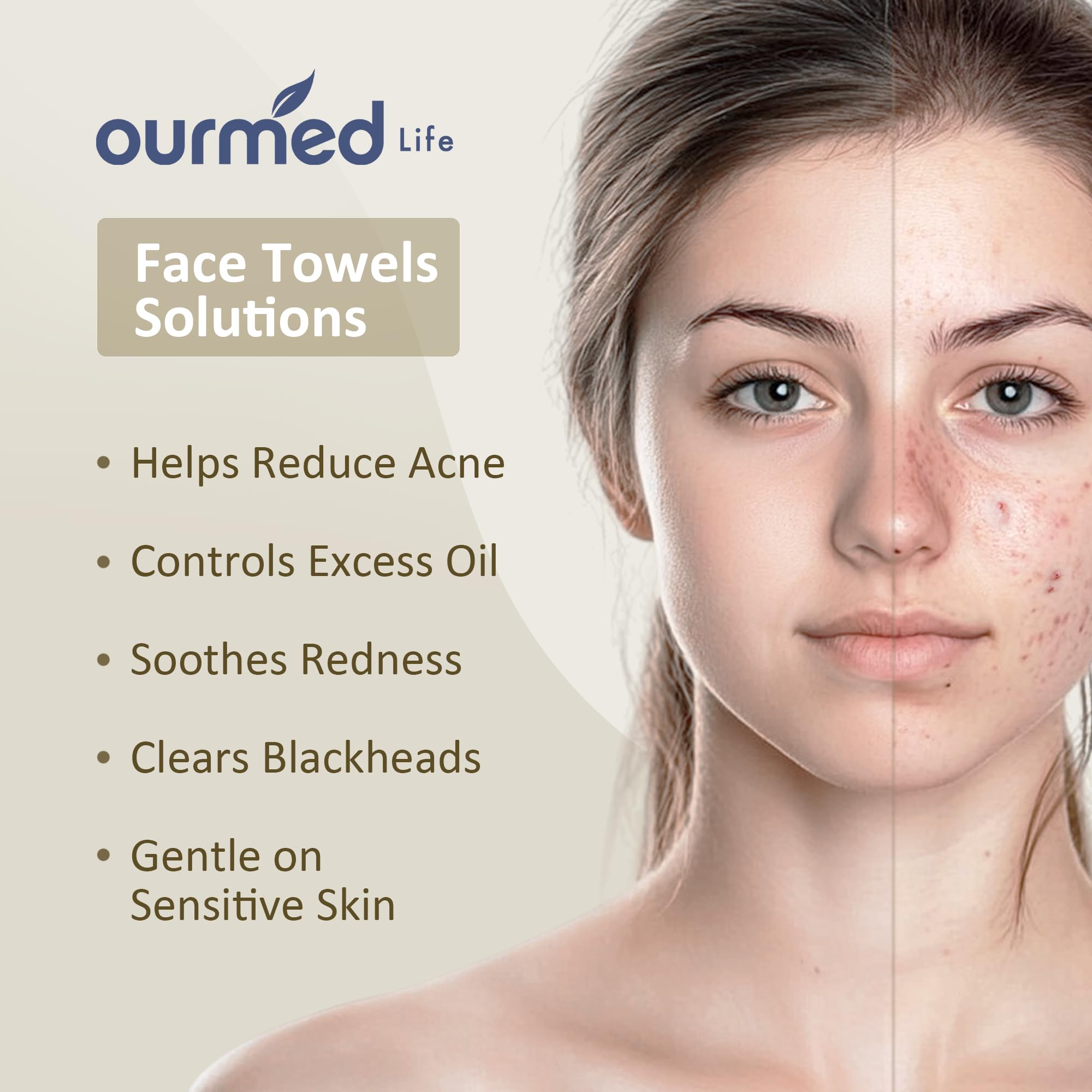 Ourmed Life toalla facial sin pelusa para desmaquillar con delicadeza