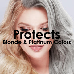 OURO Shampoo Tonificante con etiqueta brillante, ideal para cabello rubio que busca brillo y claridad.