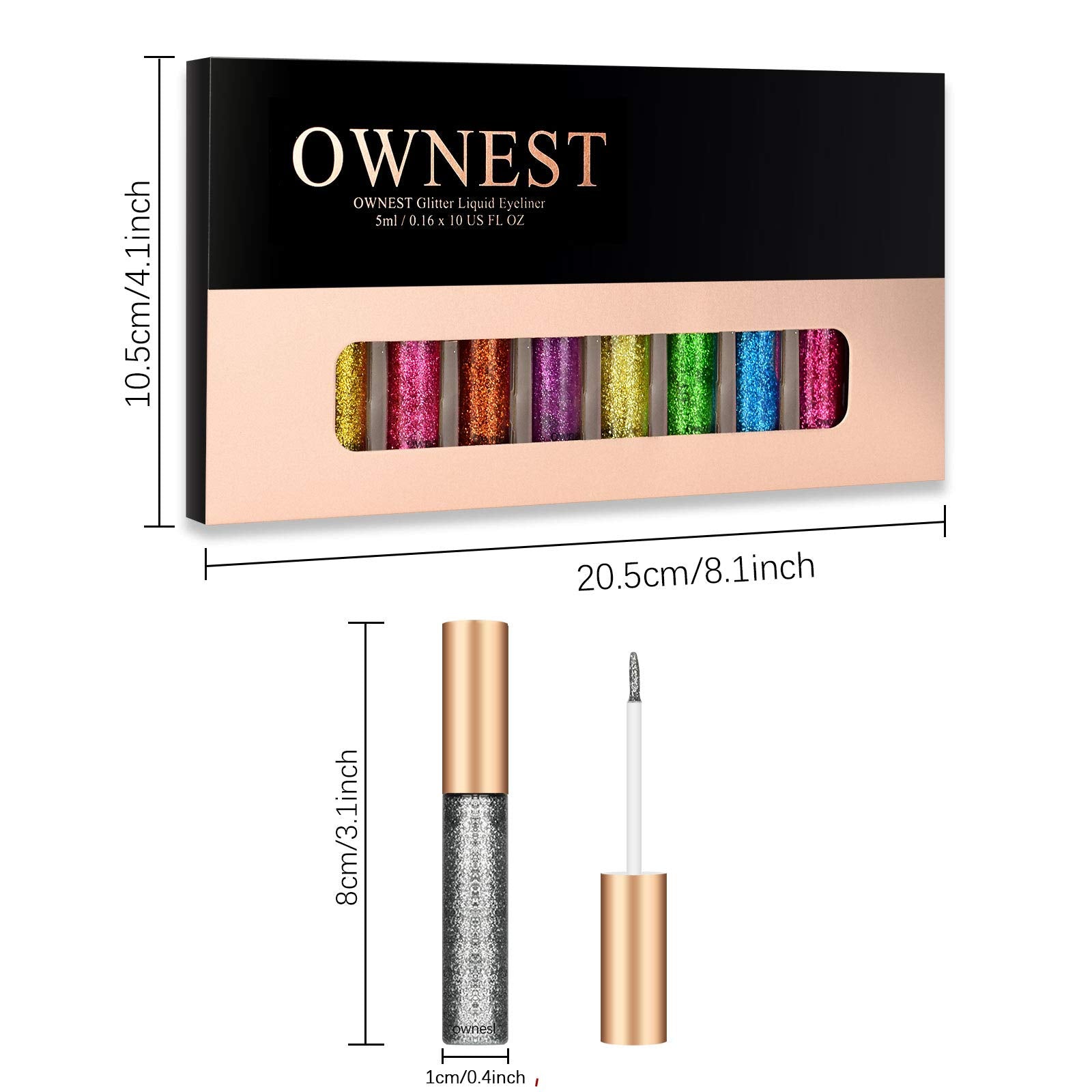 Ownest delineador líquido con brillo azul para sombras brillantes y efecto acuoso.