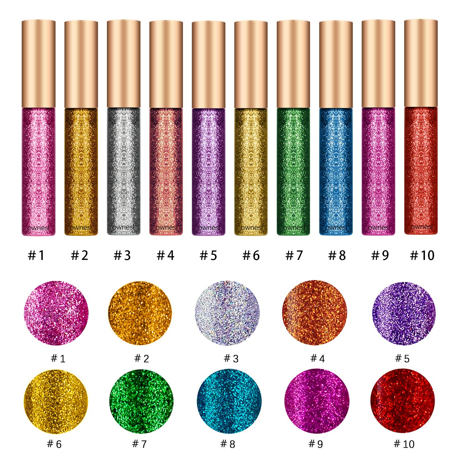 Ownest delineador líquido con brillo morado para mirada intensa y duradera.