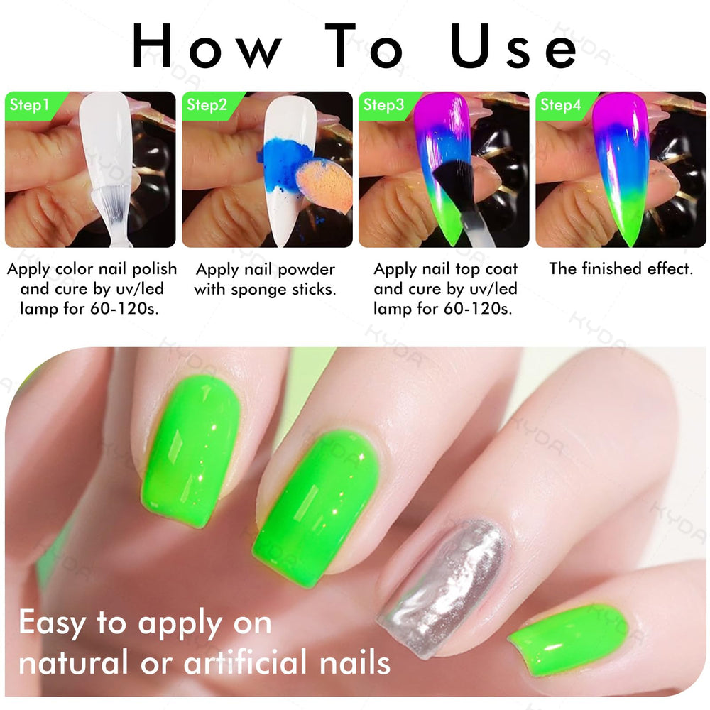 Ownest pigmento fluorescente para uñas, compatible con UV/LED y base.