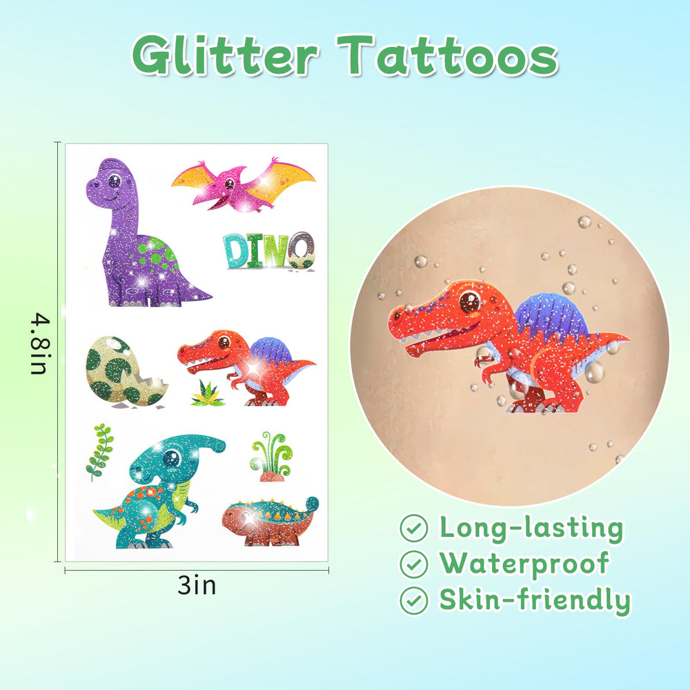 Tatuaje Ozepao de Triceratops colorido para diversión infantil
