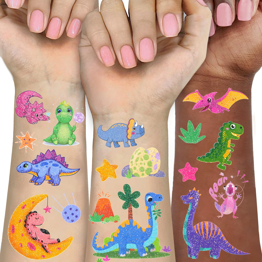 Tatuaje brillante Ozepao de dinosaurios para fiestas