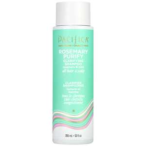 Pacifica Rosemary Purify Shampoo, botella-frente: limpieza profunda y frescura herbal.