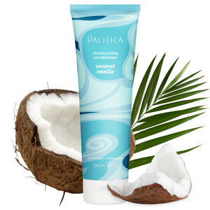 Acondicionador Pacifica Coco Vainilla en botella, destacando hidratación profunda para el cabello.
