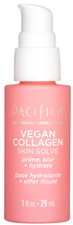 Pacifica Colágeno Vegano primer botella: hidratación suave y base lista para maquillaje.