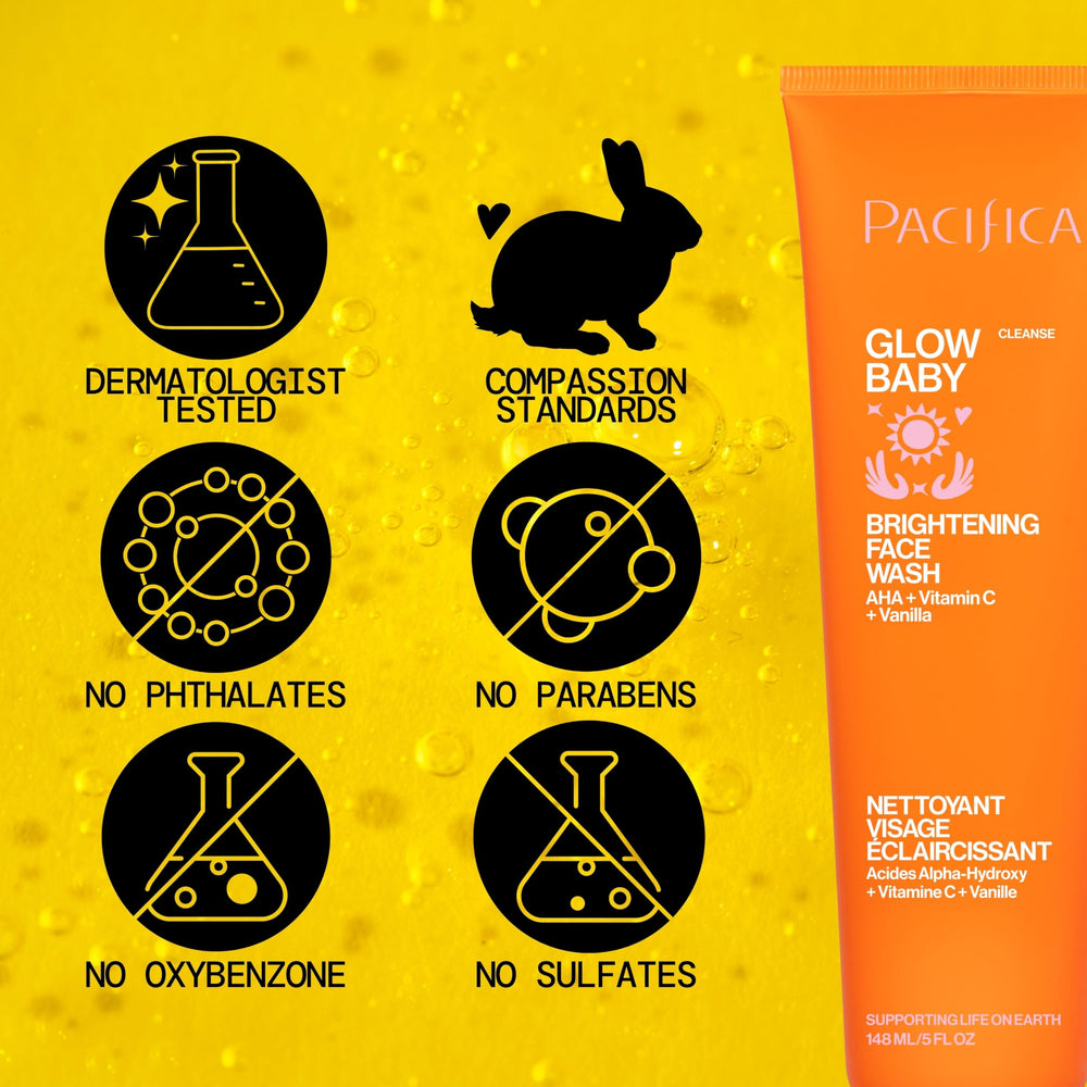 Pacifica Glow Baby espuma purifica poros sin despojar la hidratación.