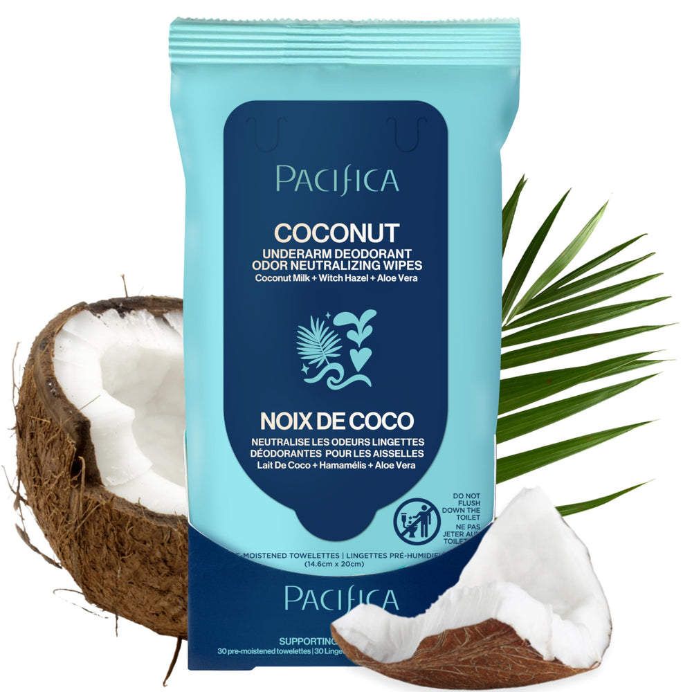 Pacifica Leche de Coco Desodorante Axilas - empaque compacto para viaje.