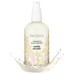 Pacifica vainilla avena espuma voluminizadora botella con efecto ligero para raíces elevadas.