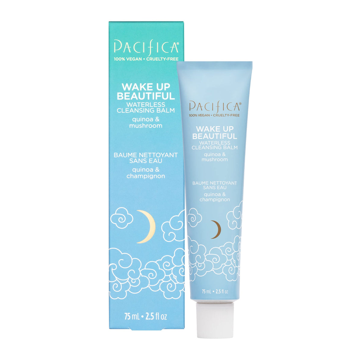 Pacifica Wake Up Beautiful balsamo desmaquillante 2 en 1 para piel seca, limpia sin enjuague.