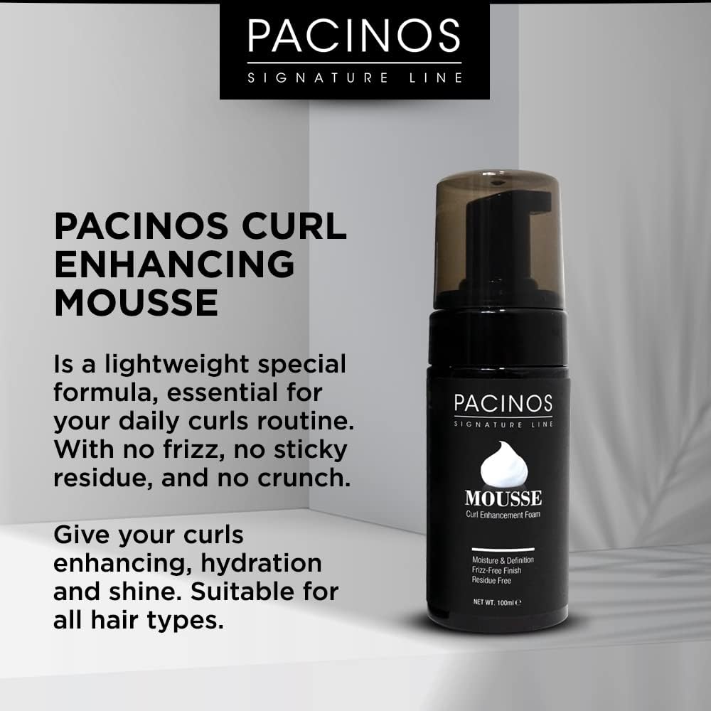 Uso diario con Pacinos Mousse para rizos duraderos y definidos.