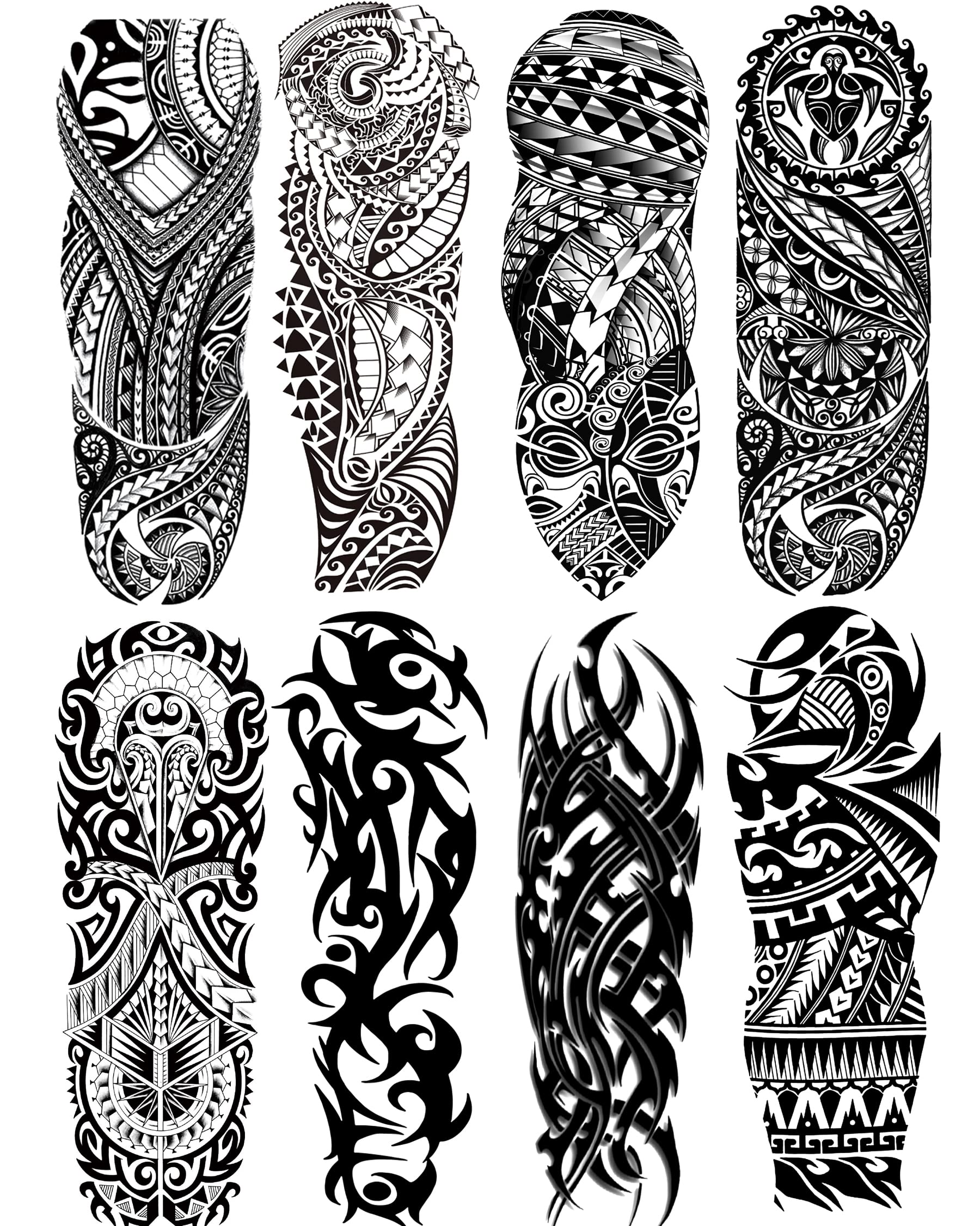 PADOUN tatuaje temporal tribal manga completa de 8 hojas, look realista sin compromiso.